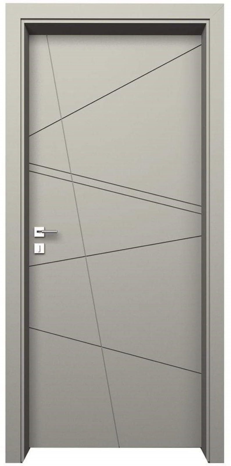 Modern gray fire door with diagonal lines
