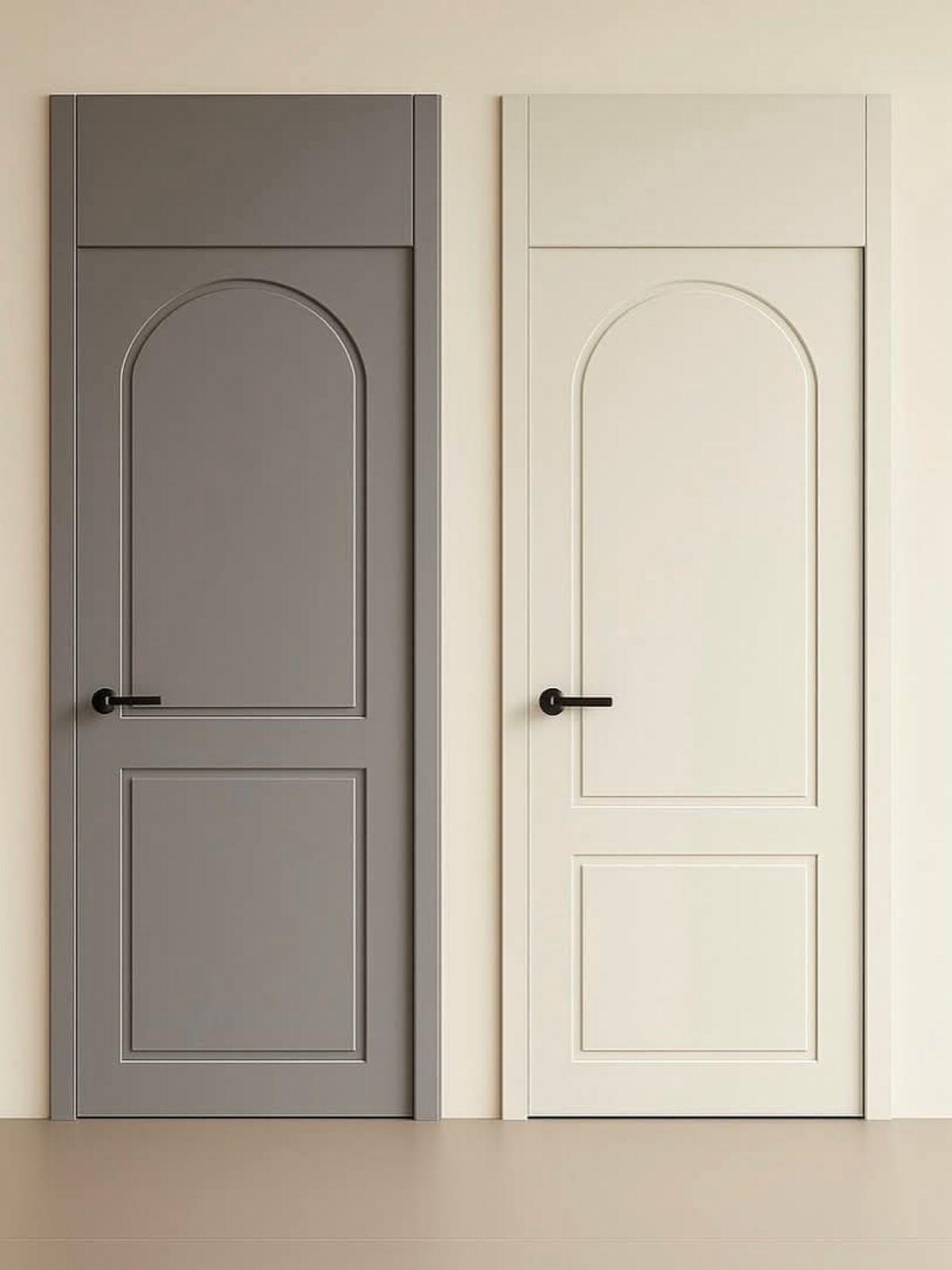 Classic arched panel doors gray and cream